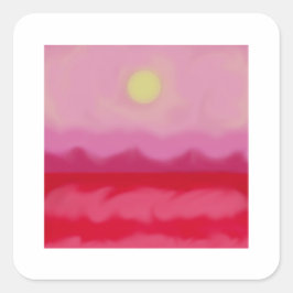 Pegatina Cuadrada Océano rojo atardecer