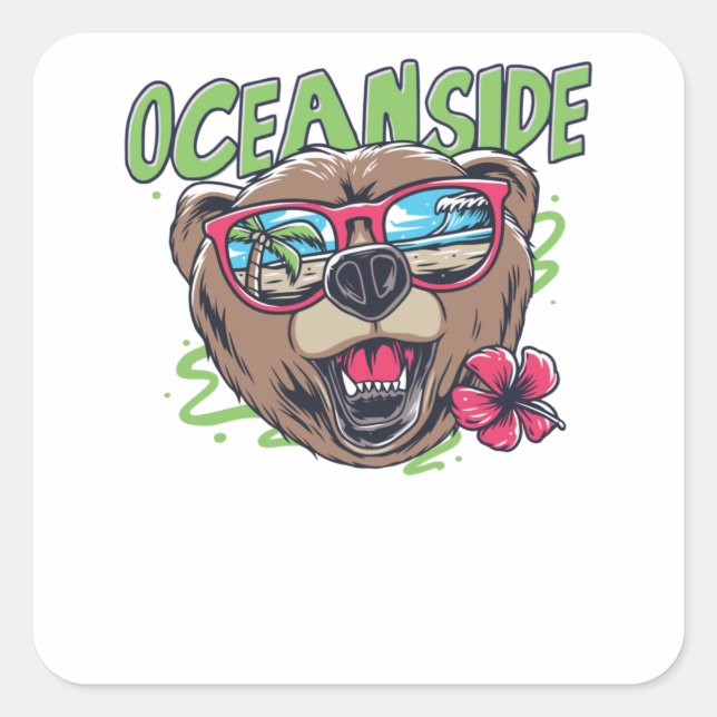 Pegatina Cuadrada Oceanside (Anverso)