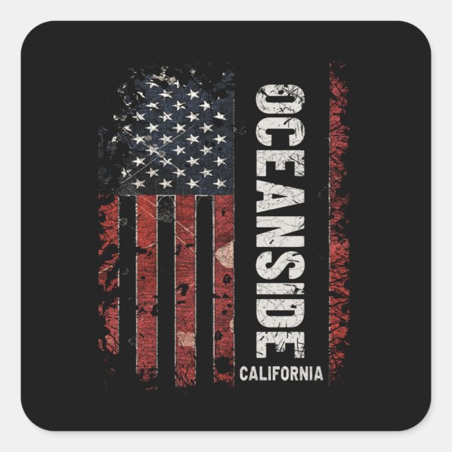 Pegatina Cuadrada Oceanside California (Anverso)