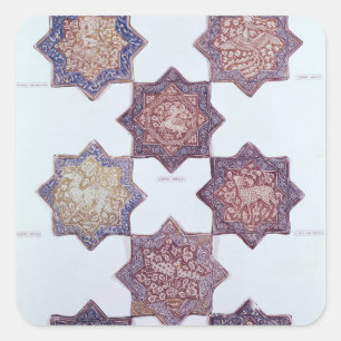 Pegatina Cuadrada Ocho azulejos adornados con animales