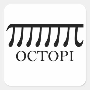 Pegatina Cuadrada Octopi - Graciosa Matemática del pulpo Pi