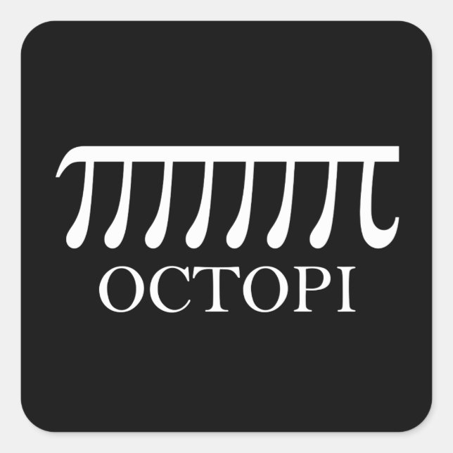 Pegatina Cuadrada Octopi - Graciosa Matemática del pulpo Pi (Anverso)