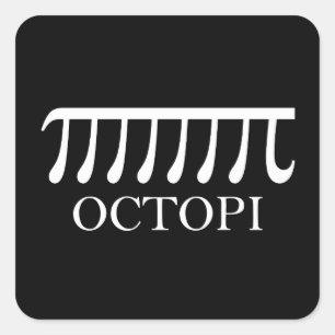 Pegatina Cuadrada Octopi - Graciosa Matemática del pulpo Pi