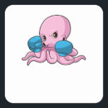 Pegatina Cuadrada Octopus as Boxer with Boxing gloves<br><div class="desc">This design is the perfect gift for a birthday,  Christmas and other celebrations. It is suitable for women,  men and kids.</div>