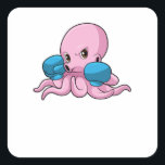 Pegatina Cuadrada Octopus as Boxer with Boxing gloves<br><div class="desc">This design is the perfect gift for a birthday,  Christmas and other celebrations. It is suitable for women,  men and kids.</div>