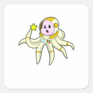 Pegatina Cuadrada Octopus como buceador con estrella