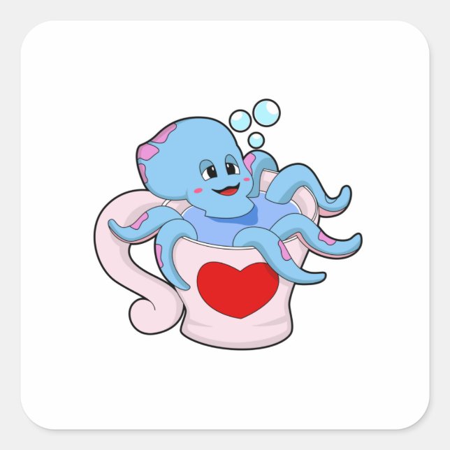 Pegatina Cuadrada Octopus con Heart Cup.PNG (Anverso)