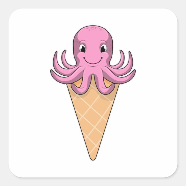 Pegatina Cuadrada Octopus con helado (Anverso)