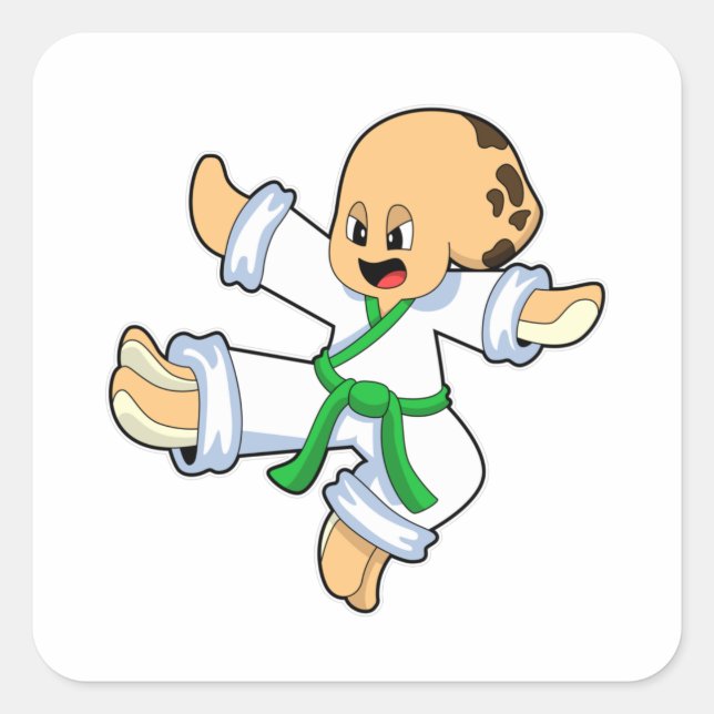 Pegatina Cuadrada Octopus en el Karate de las artes marciales (Anverso)