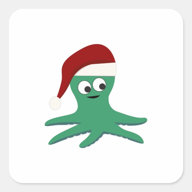 Pegatina Cuadrada Octopus navidades (Anverso)
