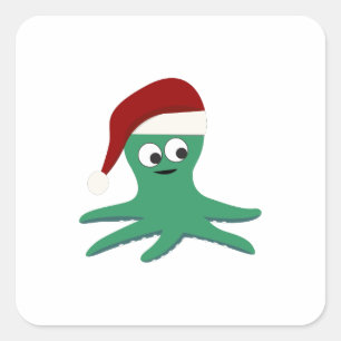 Pegatina Cuadrada Octopus navidades