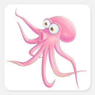 Pegatina Cuadrada Octopus Personalizado rosa