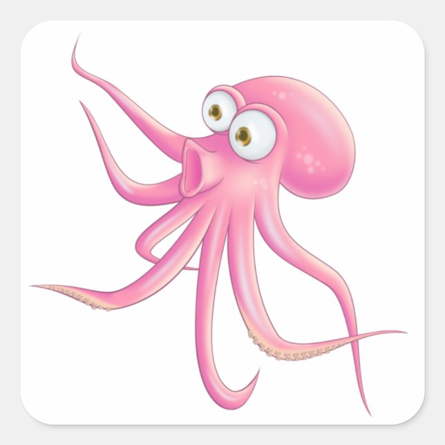 Pegatina Cuadrada Octopus Personalizado rosa (Anverso)