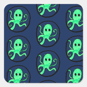 Pegatina Cuadrada Octopus verde