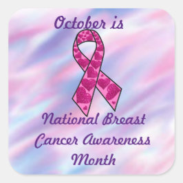 Pegatina Cuadrada Octubre es el Mes de Conciencia sobre el Cáncer de