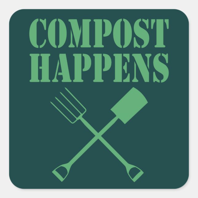 Pegatina Cuadrada Ocurre el compost (Anverso)