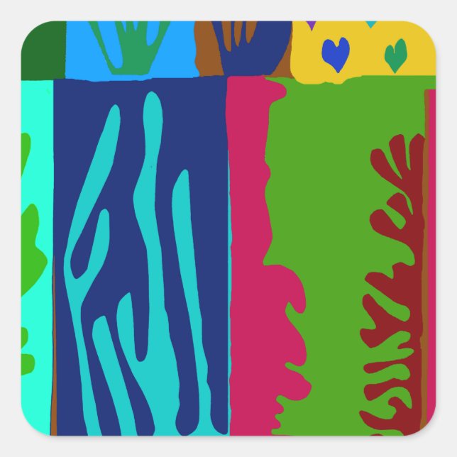 Pegatina Cuadrada Oda al Collage de Matisse (Anverso)