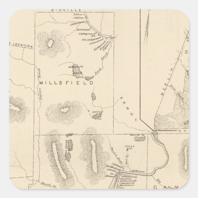 Pegatina Cuadrada Odell, Millsfield, Dummer, Cambridge (Anverso)