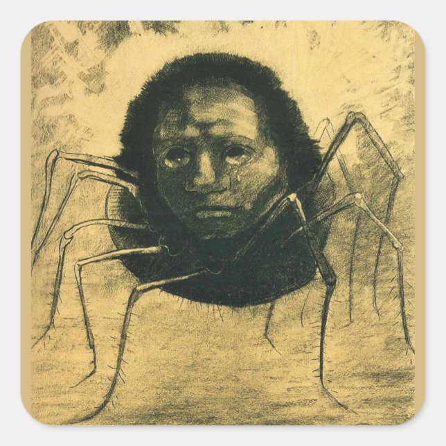 Pegatina Cuadrada Odilon Redon, La Araña Llorando, (Anverso)
