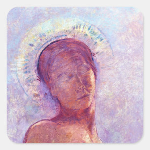 Pegatina Cuadrada Odilon Redon, ojos cerrados 1889