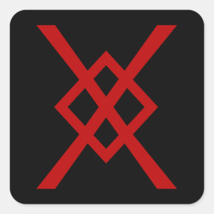 Pegatina Cuadrada Odin's Spear, Gungnir (rojo y negro)