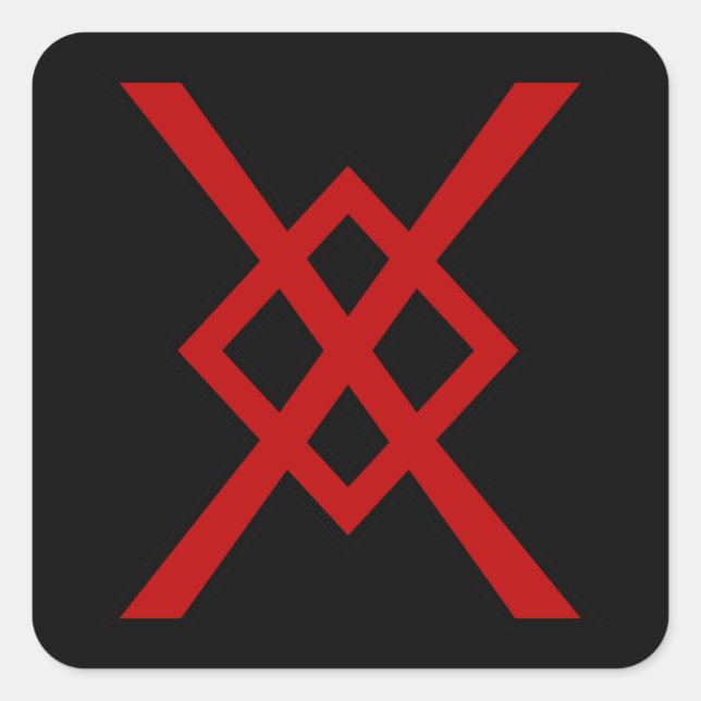 Pegatina Cuadrada Odin's Spear, Gungnir (rojo y negro) (Anverso)