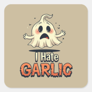 Pegatina Cuadrada Odio al fantasma del ajo - Funny Halloween Gárlic