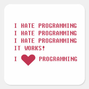 PEGATINA CUADRADA ODIO LA PROGRAMACIÓN