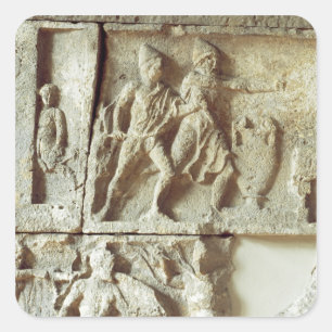 Pegatina Cuadrada Odiseo descubriendo a los pretendientes de su espo