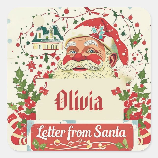 Pegatina Cuadrada Official North Pole Mail Sticker | Santa Delivery (Anverso)