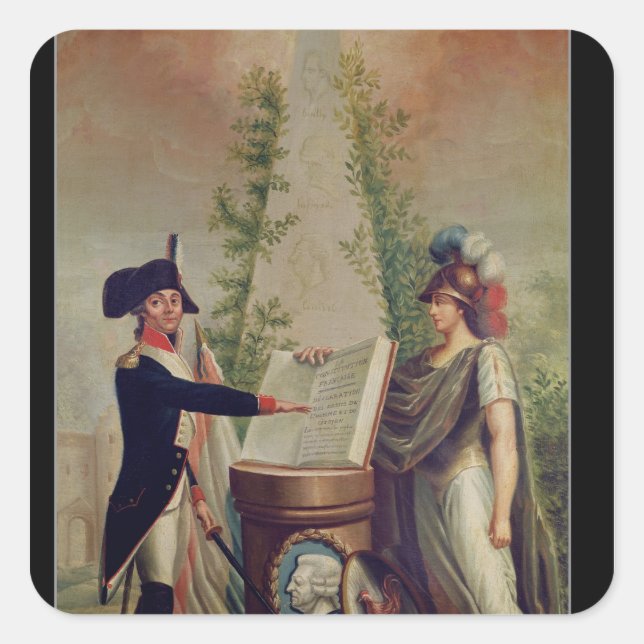 Pegatina Cuadrada Oficial de la Guardia Nacional jurando juramento (Anverso)