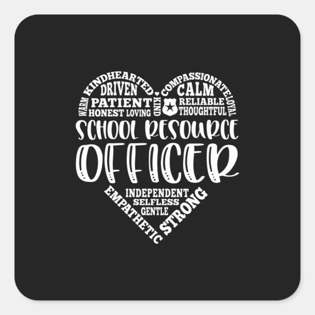 Pegatina Cuadrada Oficial de recursos escolares, jefe de seguridad (Anverso)