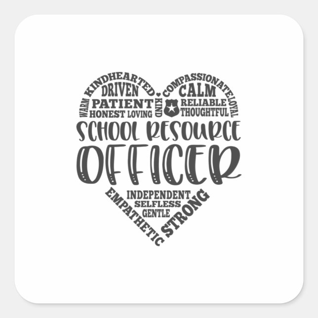 Pegatina Cuadrada Oficial de recursos escolares, jefe de seguridad (Anverso)