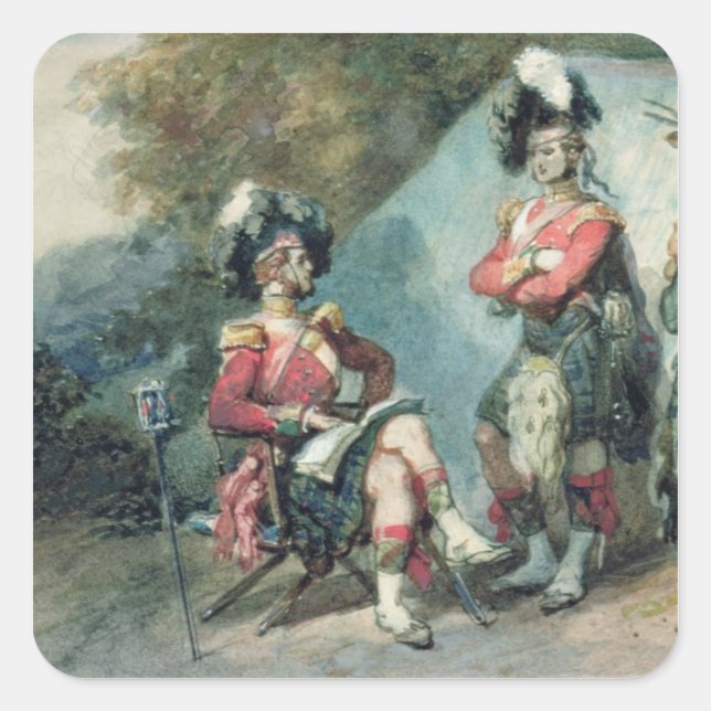 Pegatina Cuadrada Oficiales de los 79° Highlanders (Anverso)