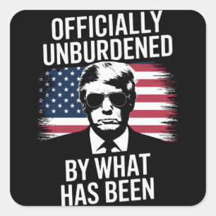 Pegatina Cuadrada Oficialmente aliviado por lo que ha sido Trump