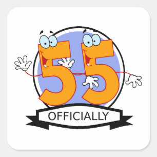 Pegatina Cuadrada Oficialmente bandera de 55 cumpleaños