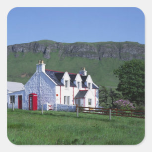 Pegatina Cuadrada Oficina de Correos, Linicro, Isla de Skye, Tierras