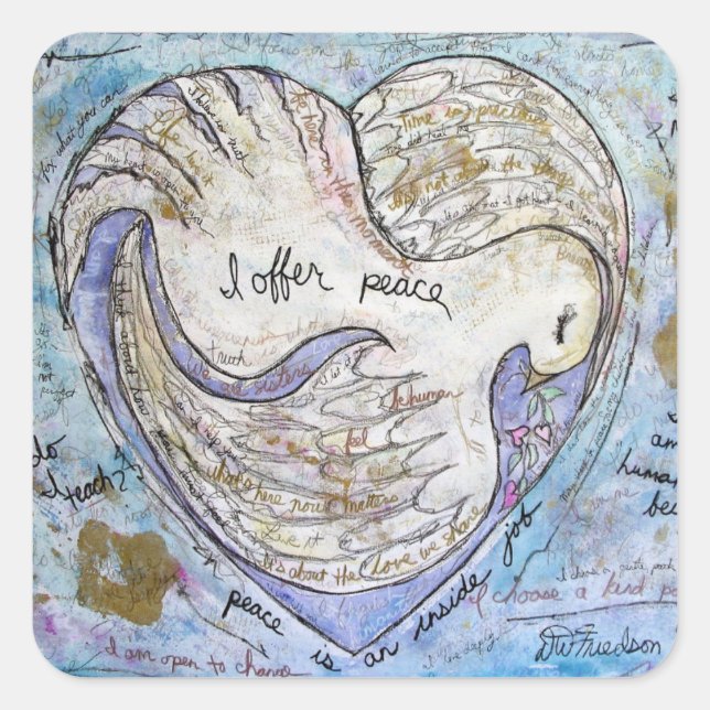 Pegatina Cuadrada Ofrezco paz (Anverso)