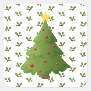 Pegatina Cuadrada Oh árbol de navidad