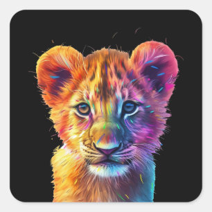 Pegatina Cuadrada Oh Baby Big Cat Cub