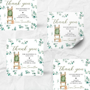 Pegatina Cuadrada Oh Baby Boho Eucalyptus Baby Shower
