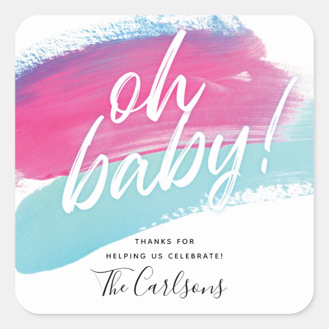 Pegatina Cuadrada Oh Baby Pintura Brochas Adhesivas (Anverso)