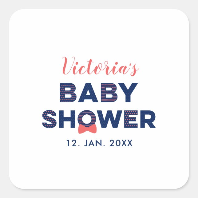 Pegatina Cuadrada Oh Boy Baby Shower | Partido Favor Gracias Pegatin (Anverso)