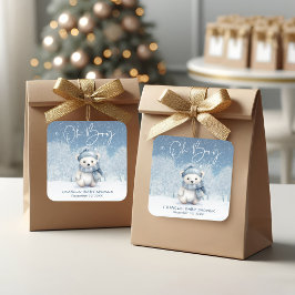 Pegatina Cuadrada Oh Boy Winter | Woodland Baby Shower