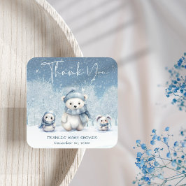 Pegatina Cuadrada Oh Boy Winter | Woodland Baby Shower