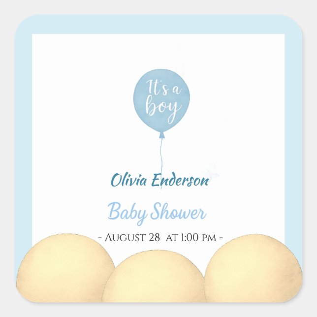 Pegatina Cuadrada ¡Oh chico! El bebé en globo debe (Anverso)