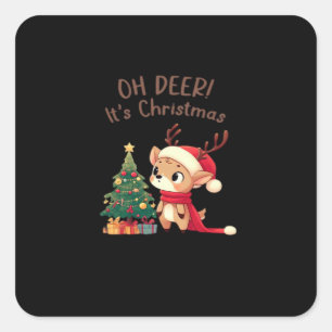 Pegatina Cuadrada Oh Ciervo Es Navidad Estilo Estético Moderno