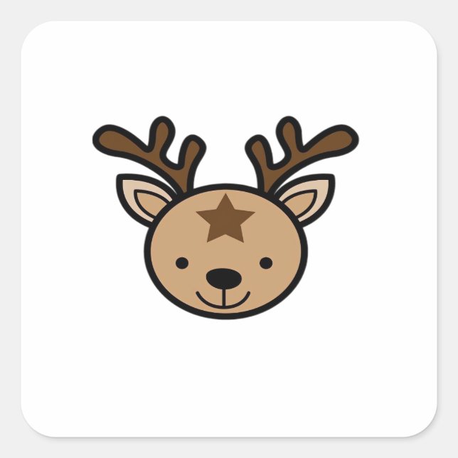 Pegatina Cuadrada Oh Cute Deer Minimal Design  (Anverso)