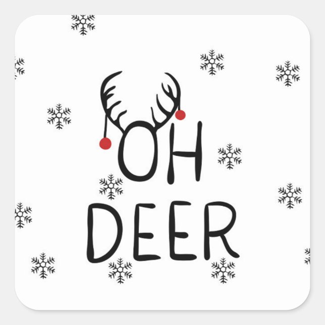 Pegatina Cuadrada Oh, Deer! (Anverso)