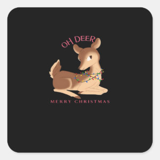 Pegatina Cuadrada Oh Deer Christmas Modern Design 
